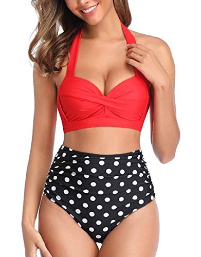 heekpek Bikinis Femmes Taille Haute Maillot de Bain Imprimé Bikini