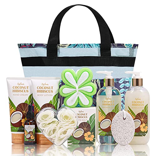 Coffret Cadeau de Bain pour Femmes avec Noix de Coco,10Pcs