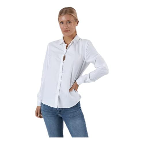 Pieces Pcirena Ls Oxford Shirt Noos, Chemise Femme, Blanc (Bright