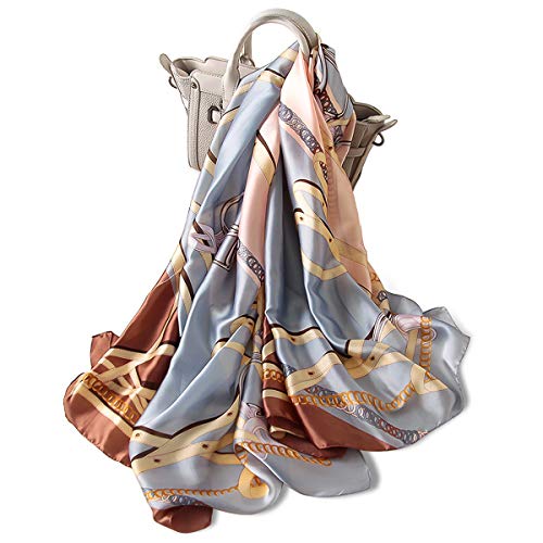 LumiSyne Foulard En Soie Femme Écharpe Imprimée Vintage Style Élégant
