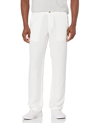 Amazon Essentials Slim-Fit Flat-Front Linen Pant Pantalon décontracté, Blanc, XX-Large-32