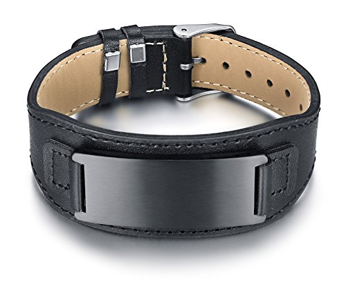 VNOX Personnalisé Noir Marron Bracelet en Cuir Véritable Montre Boucle