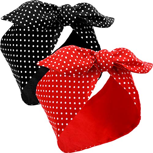 2 Foulards Rouges pour Femmes Écharpe de Tête Rétro des