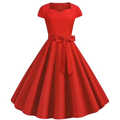 Ni_ka Robe Cocktail Vintage Taille Haute à Manches Courtes Dress