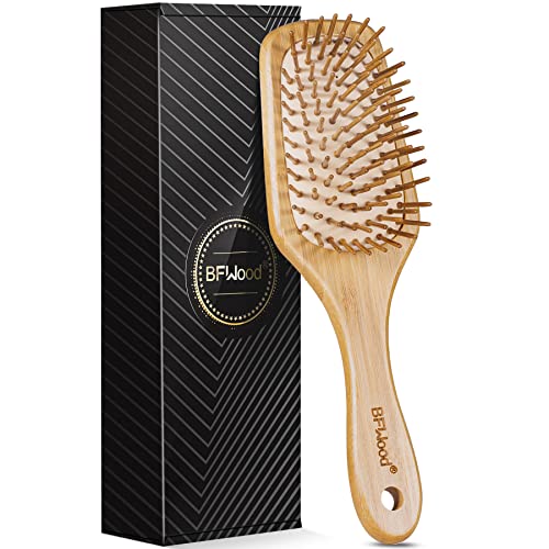 BFWood Brosse à cheveux bambou pour massage du cuir chevelu