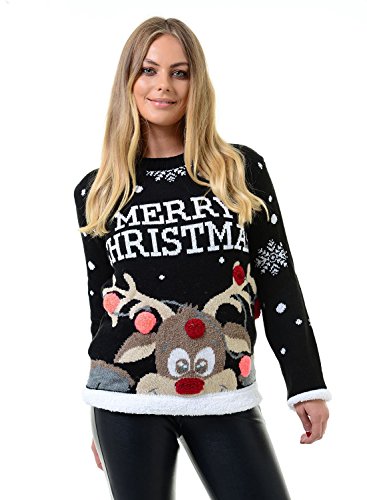 Mymixtrendz. Mesdames Femmes Noël Reindeer Joyeux Noël Nouveauté 3D Bubbles