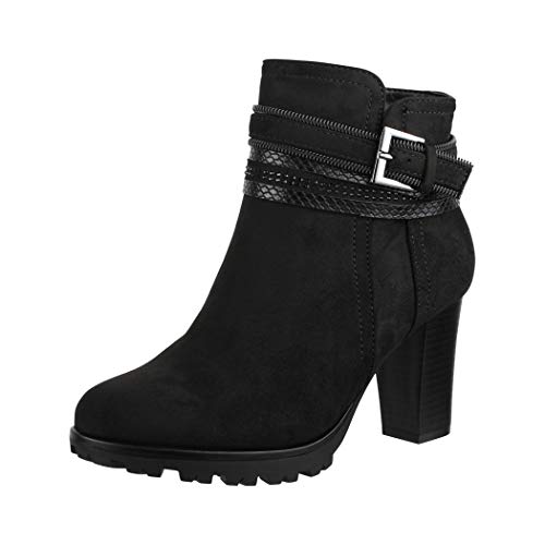 Elara Bottines Femmes Bottes à Cheville Chunkyrayan 2018 C292-1-Black-37