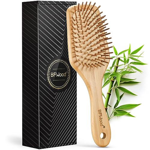 BFWood Brosse à cheveux bambou pour massage du cuir chevelu