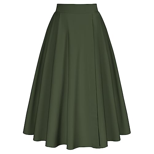 Jupe Femme Vintage Elégante avec Taille Elastique avec Poches Latérales