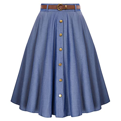 Belle Poque Jupes évasées style vintage taille haute pour femme