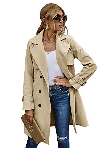 Geagodelia Vestes pour Femmes en Trench-coat à Double Boutonnage de
