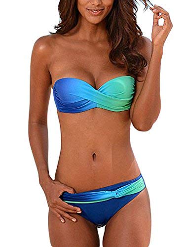 Dokotoo Sexy Maillot de Bain 2 Pièces Femme Bandeau Halterneck