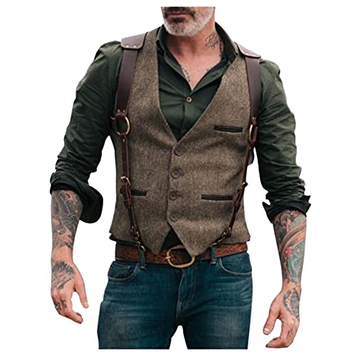 SDFRK Hommes Gilet Gothique Médiéval Rétro Gilet de Costume Classique
