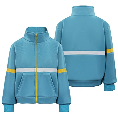 Amycute Sweat Zippe Vintage Bleu Vetement Femme Manche Longue Deguisement
