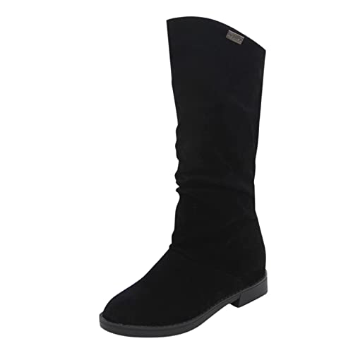 Kerland Bottes Femme Cuir Plate Doux Hiver Daim Automne Mi-