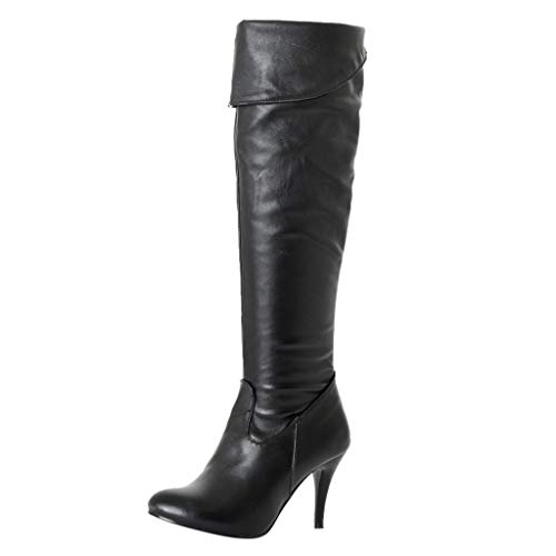 Susenstone Bottes Cuissardes à Lacets Longues Femme Chaud Hiver Ankle