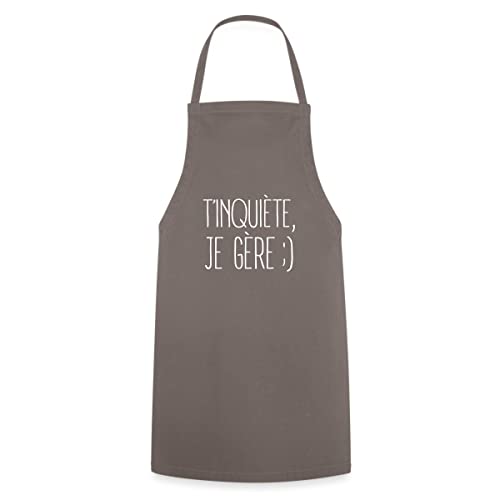 Spreadshirt® T'Inquiète Je Gère Souriant Tablier, gris