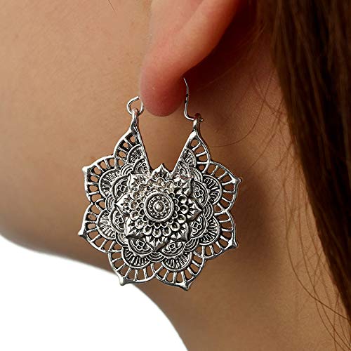Jovono Boucles d'oreilles pendantes vintage en forme de fleur en