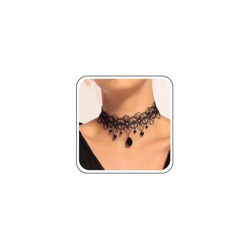 TseenYi Collier Ras De Cou En Dentelle Noir Collier Ras