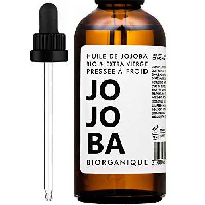 Huile de Jojoba 100% Bio, Pure, Naturelle et Pressée à froid - 100 ml - Soin pour Cheveux, Corps, Peau
