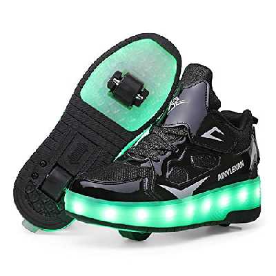 srder Chaussures de Skateboard USB Rechargeable LED Clignotante Chaussures à roulettes, 7 Colorés Roller Baskets Lumineuse avec Roues Sport Multisports Gymnastique Mode pour Garçons et Filles Enfants